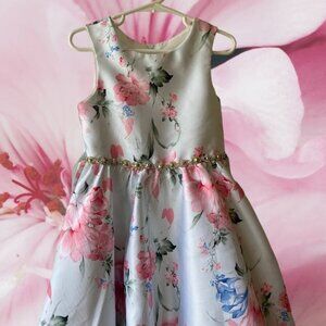 Rare Editions Floral Rhinestone Dress